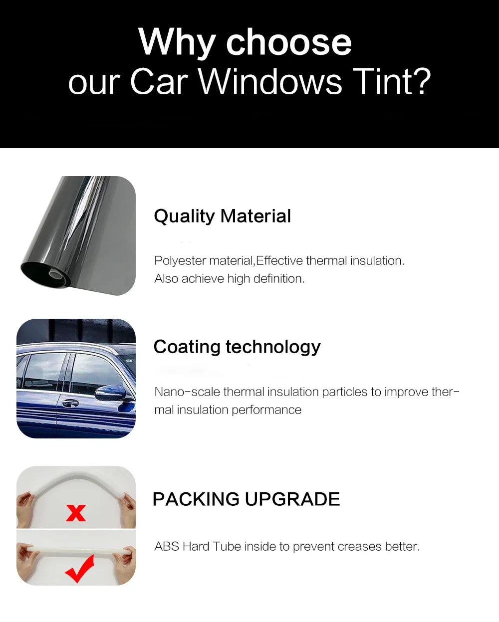 Black Window Tint Film – 50cmx3m Heat Control for Car Solar UV Protection