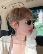 Alloy Oval Sunglasses – UV400 Protective Eyewear for Men and Women