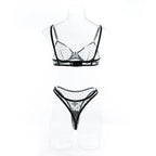 Polka Dot Mesh Lingerie Set – Sheer Underwire Bra and G-String for Women