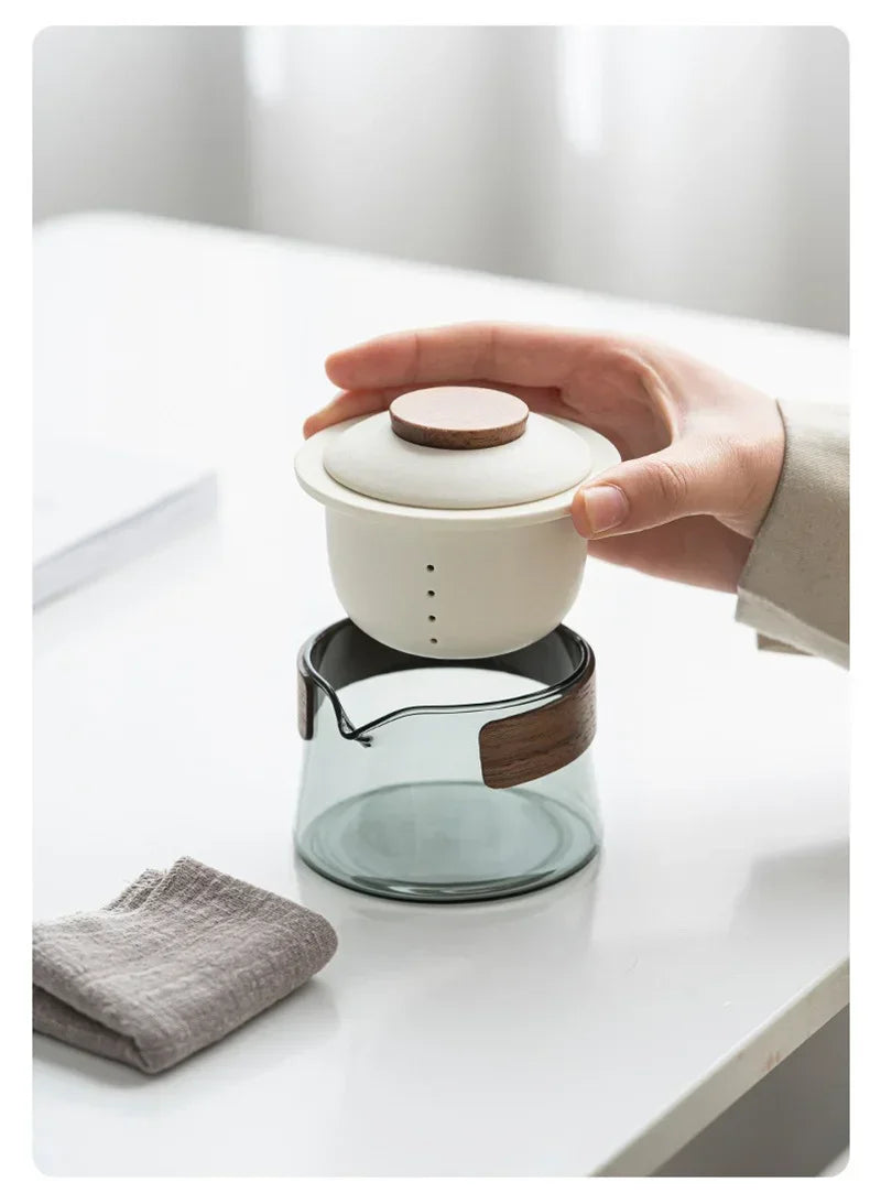 Portable Travel Tea Set – Ceramic Teapot and Cups for Camping