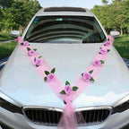 Wedding Car Decoration Kit – Floral Ribbon Set for Bridal Vehicle Layout