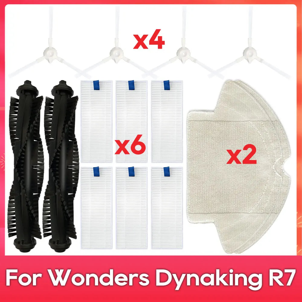 Vacuum Replacement Parts Kit – Main Side Brush Filter Mop for Robotic Vacuums