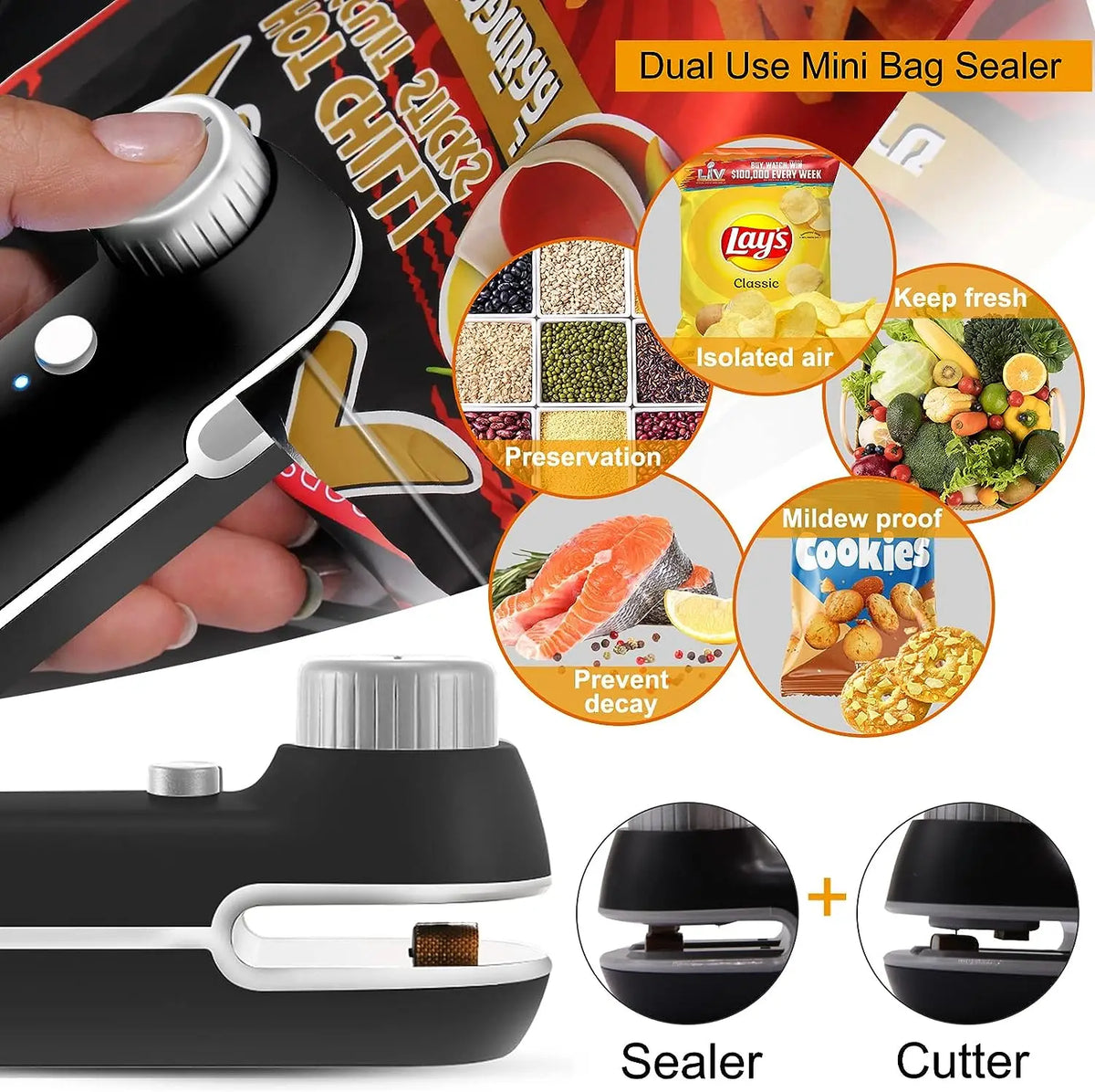 USB Rechargeable Mini Heat Sealer – Portable Handheld Plastic Bag Resealer