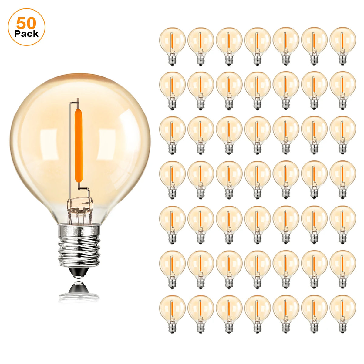 G40 Gold Tint LED Filament Bulbs – Dimmable Glass Globe for Outdoor Decor