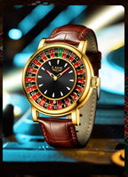 LIGE Roulette Quartz Watch – Luxury Leather Wristwatch for Men Gifts