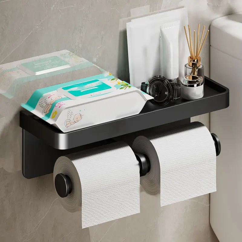 Aluminum Alloy Paper Holder – Wall-Mounted Rack for Bathroom and Kitchen