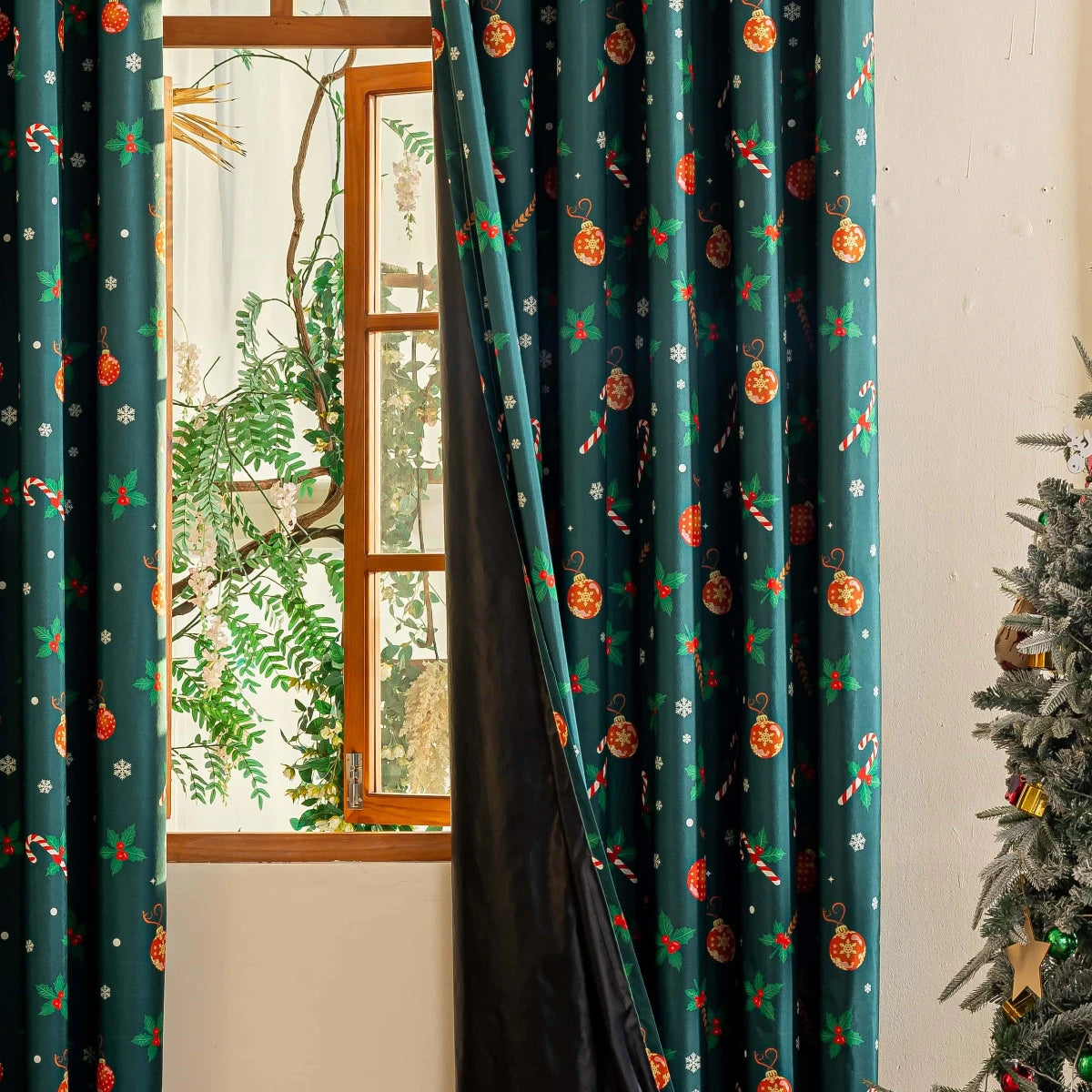 Laminated Blackout Curtains – Christmas Decorative Drapes for Home Decor