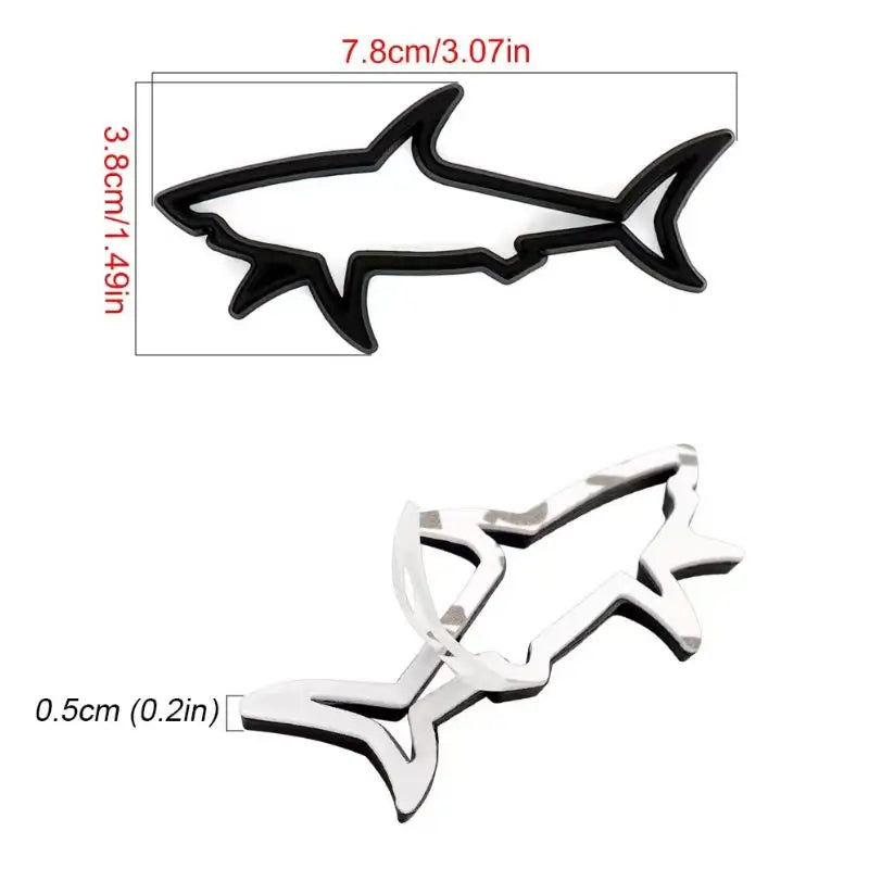 Metal Shark Emblem Badge – 3D Hollow Decal for Car and Motorcycle Styling