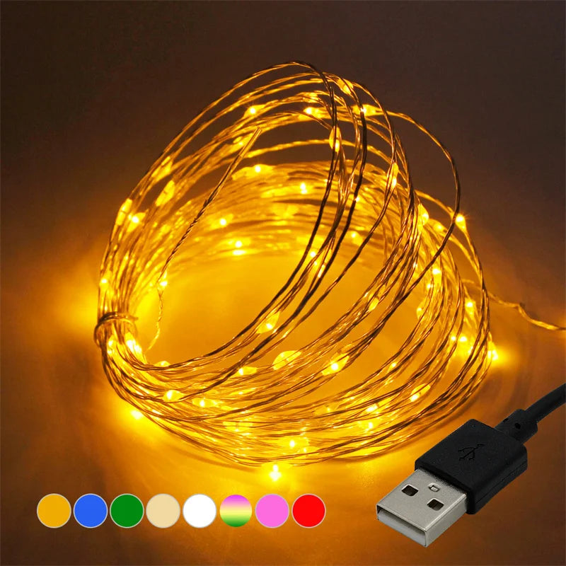 White LED String Lights – 20M Waterproof Copper Wire for Christmas Decor