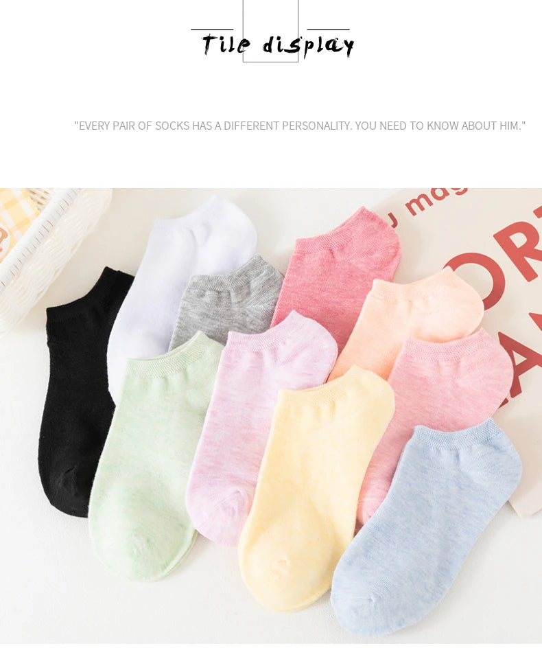 Breathable Cotton Ankle Socks – Women's Summer Mesh Sports Boat Liners