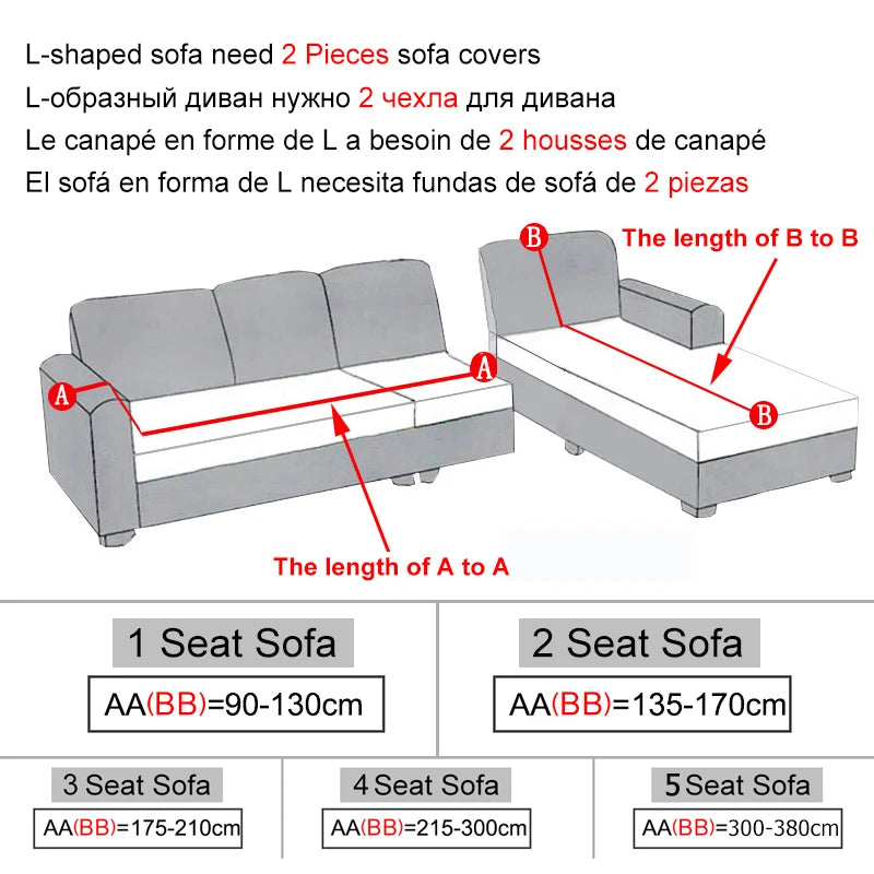 Jacquard Stretch Sofa Cover – Elastic Slipcover for L Shape and Standard Couches
