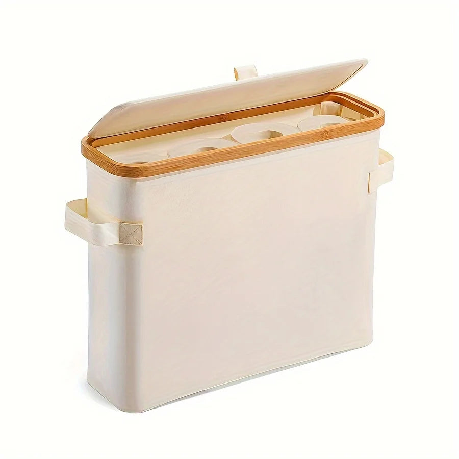 Bamboo Toilet Paper Holder – Enclosed Tissue Storage Box for Bathroom Organizer