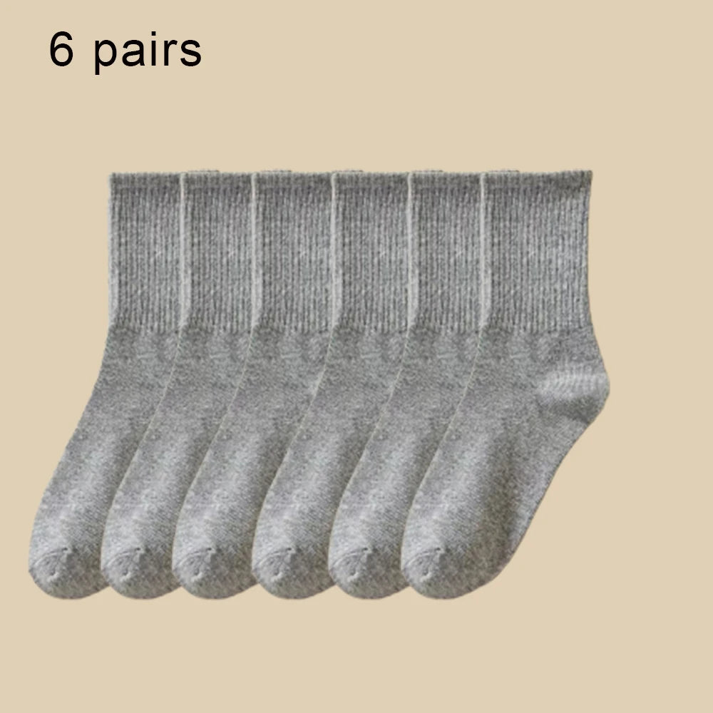 Mid Length Cotton Socks – Solid Color Business Casual for Daily Wear