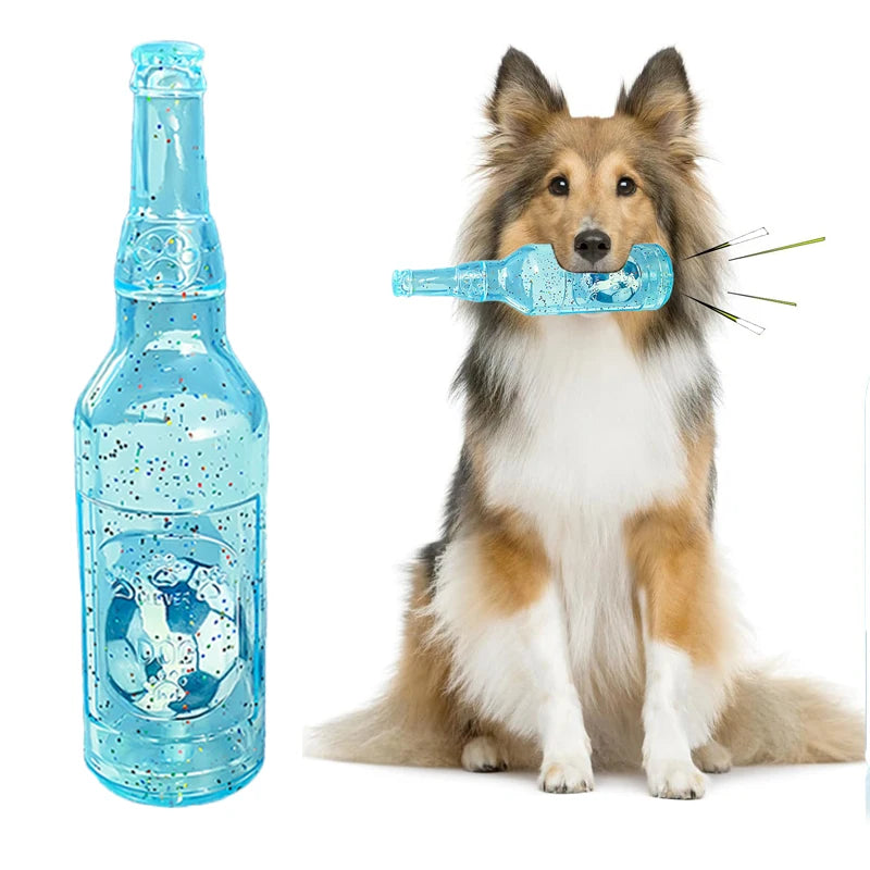 Interactive Rubber Squeaky Dog Toys – Durable Football and Bottle Pet Play