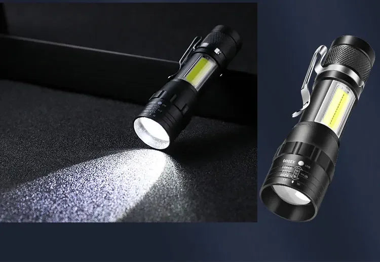 USB Rechargeable Mini Flashlight – Zoomable COB Torch for Camping and Emergency