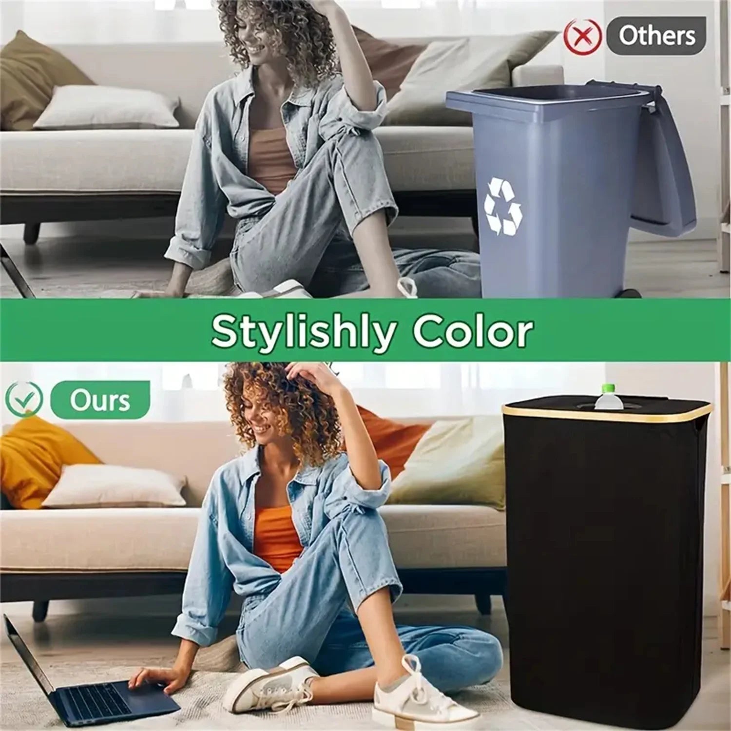 100L Kitchen Recycling Bin – Removable Tote Bags for Waste Sorting