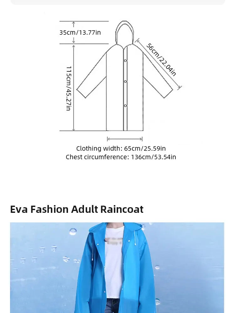 Heavy Duty Waterproof Raincoat – Thickened Hooded Poncho for Outdoor Travel