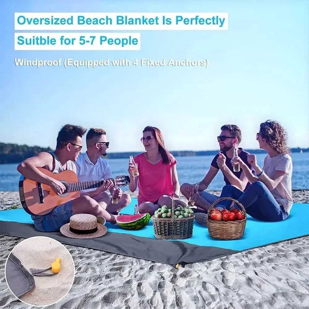 Waterproof Sandproof Beach Blanket – 200x140cm Mat for Outdoor Picnic Travel