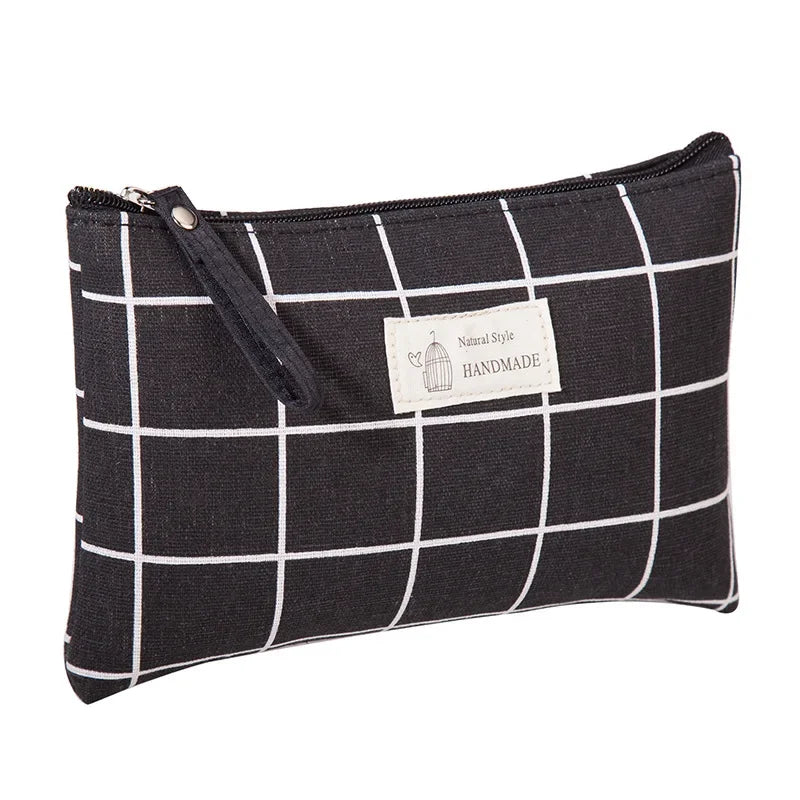 Small Canvas Makeup Bag – Portable Cosmetic Organizer for Travel Toiletry