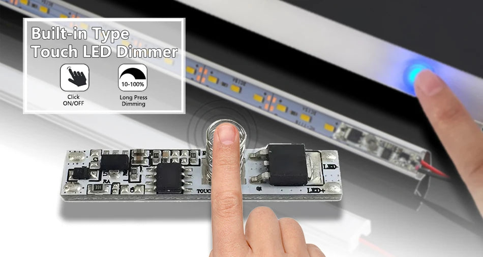 LED Touch Dimmer Switch – Aluminum 12V 24V Controller for Cabinet Lighting