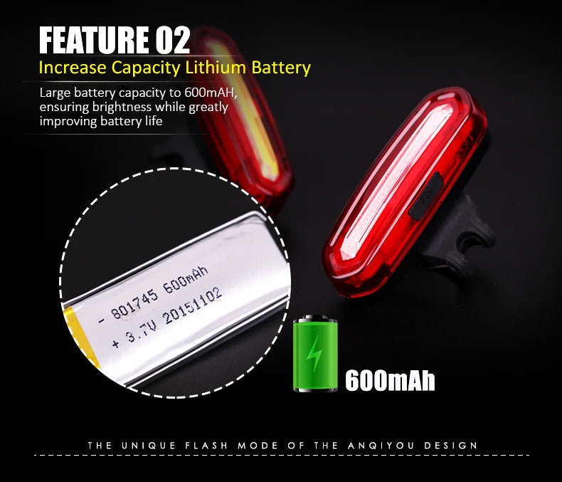 USB Rechargeable LED Bike Tail Light – Waterproof Safety Lamp for Cycling