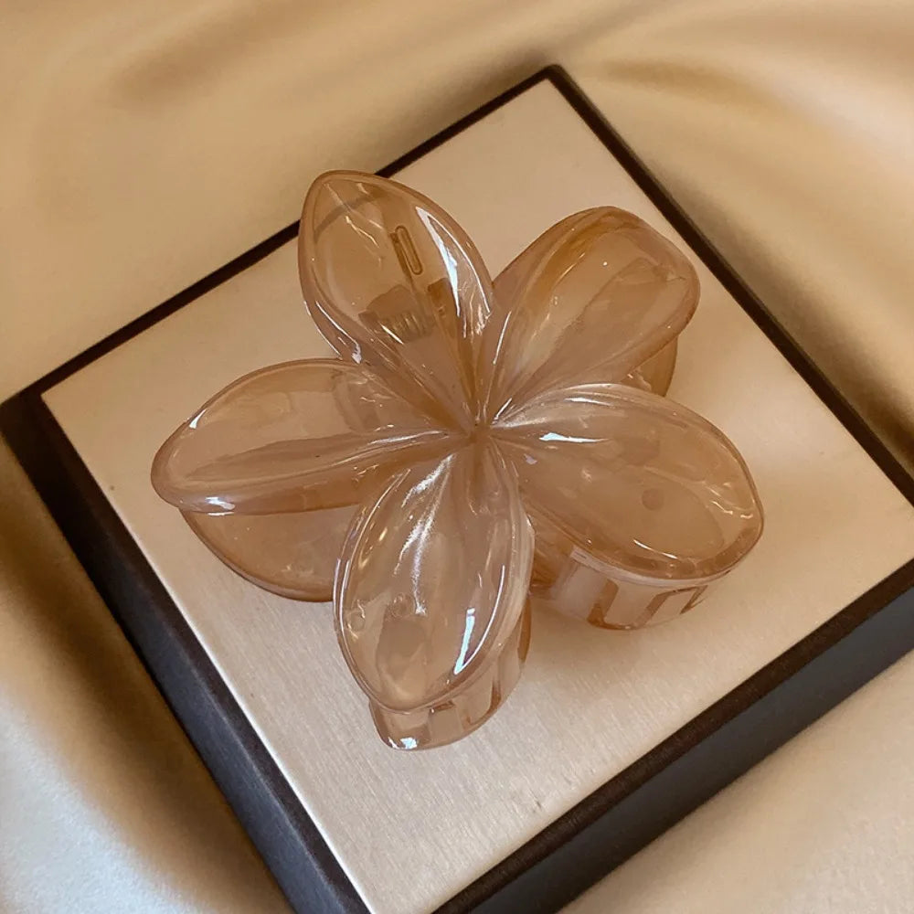 Laser Mermaid Flower Hair Clip – 8cm Large Plastic Claw for Women