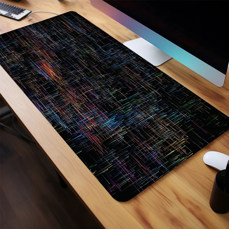 Large Colorful Particle Mouse Pad – Non-Slip Desk Mat for PC Gaming