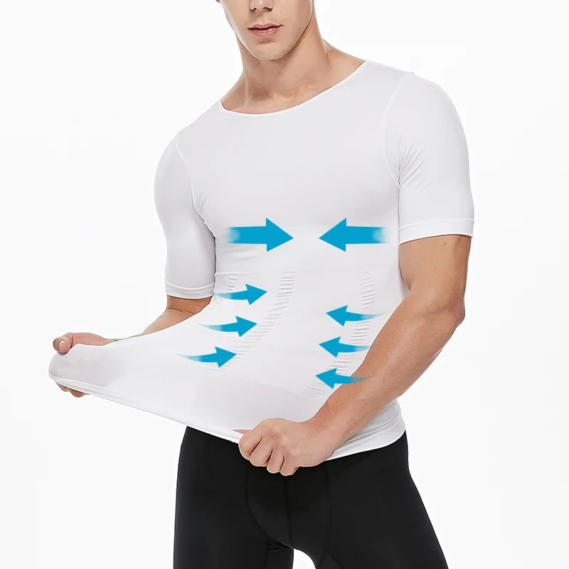 Men's Compression Shapewear Shirt – V-Neck Tummy Control for Fitness Workout