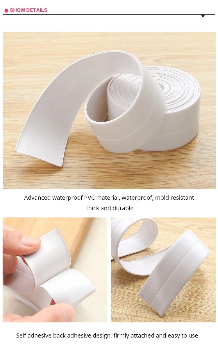 Waterproof PVC Sealing Tape – Adhesive Strip for Kitchen and Bathroom Sink