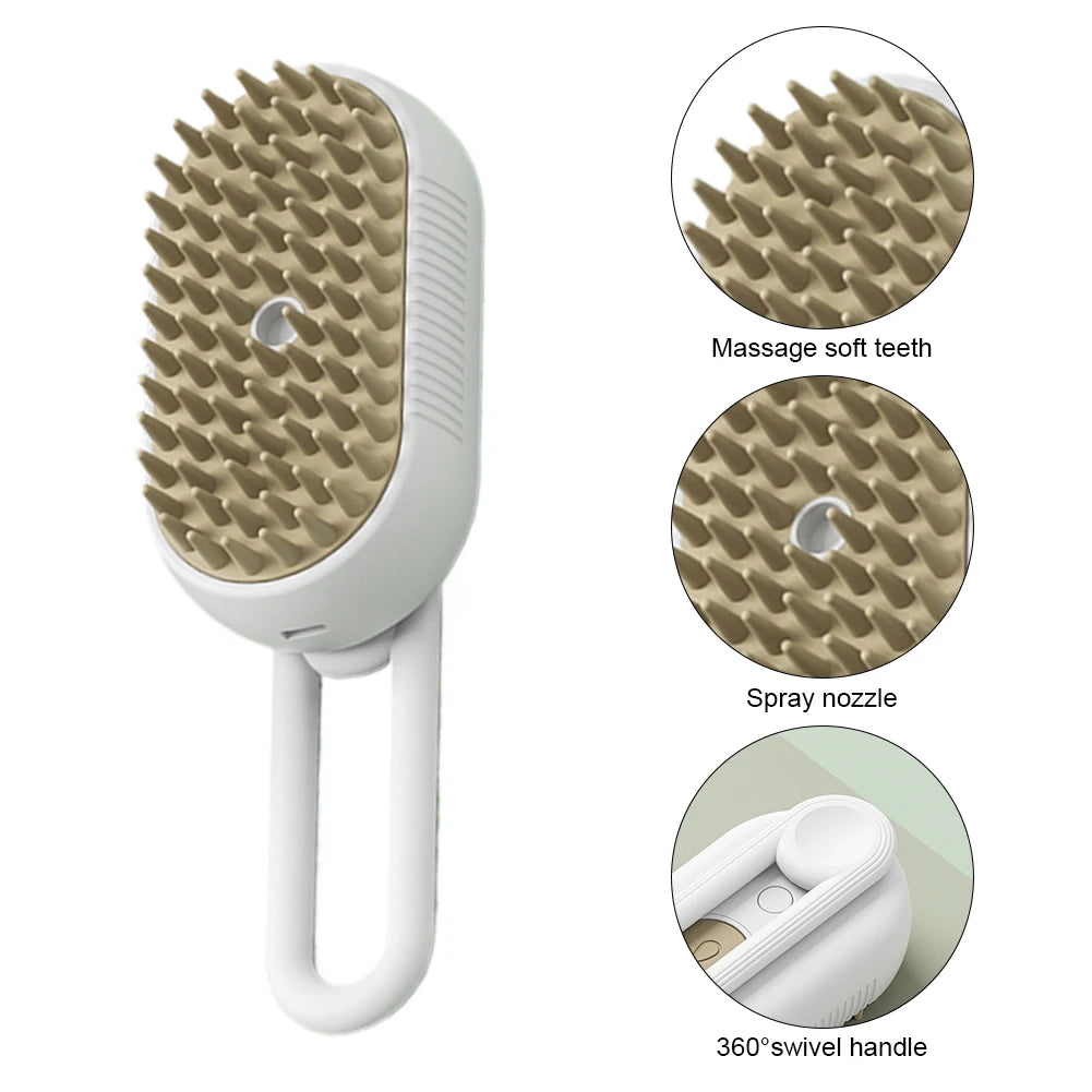 3-in-1 Pet Steam Grooming Brush – Electric Spray Comb for Dog and Cat Shedding