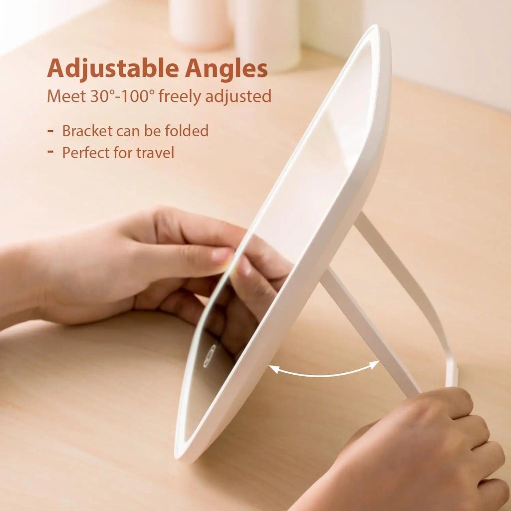 LED Makeup Mirror – Adjustable Touch Screen for Portable Cosmetic Travel