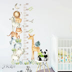 Cartoon Animal Height Ruler Wall Decals – Removable PVC for Kids Room Decor