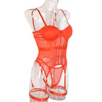 Mesh Lingerie Bodysuit Set – Backless Lace 3 Piece Lingerie for Women