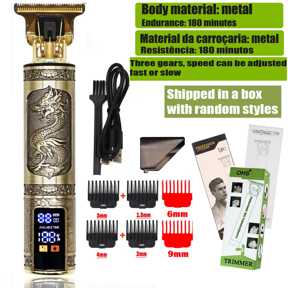 Cordless Electric Hair Trimmer – Professional Barber Shaver for Men