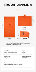 3-in-1 Waterproof Rain Poncho – Hooded Rainwear for Camping and Hiking