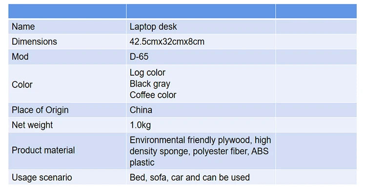 Portable Wooden Laptop Bed Desk – 15 Inch Lap Tray with Cushion for Study