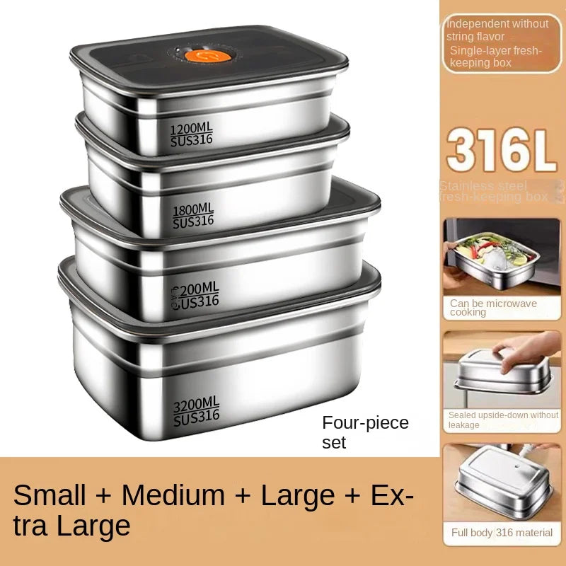 316 Stainless Steel Bento Box – Leak-Proof Food Container for Camping Lunch