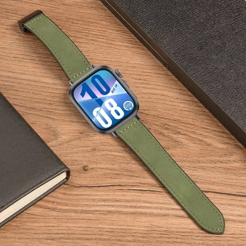 Leather Silicone Hybrid Strap – Breathable Magnetic Band for Huawei Watch Fit