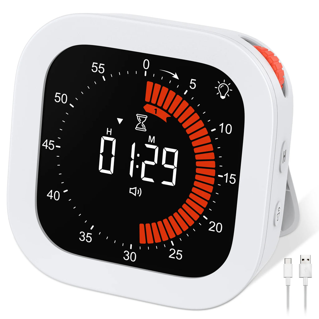 Rechargeable Visual Timer – Digital Countdown Tool for Kitchen School Office