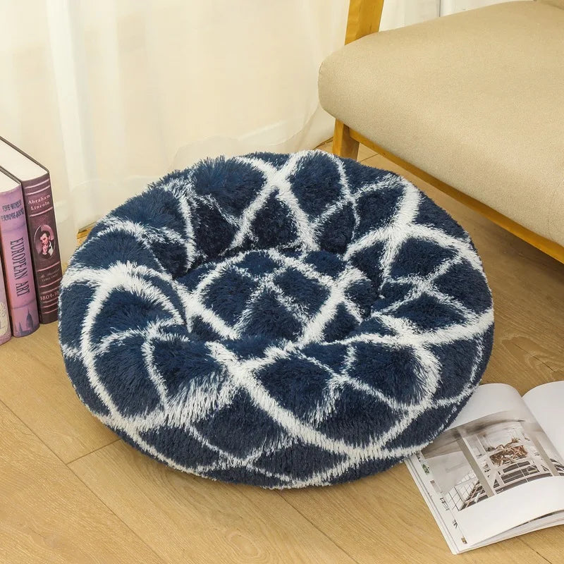 Round Plush Pet Bed – Soft Warm Sleeping Mat for Large Dogs and Cats