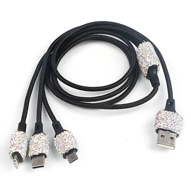 Bling Dual USB Car Charger – Diamond Fast Adapter for Women Interior Decor