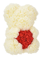 Artificial Rose Teddy Bear – 25cm Flower Figurine for Anniversary Gifts