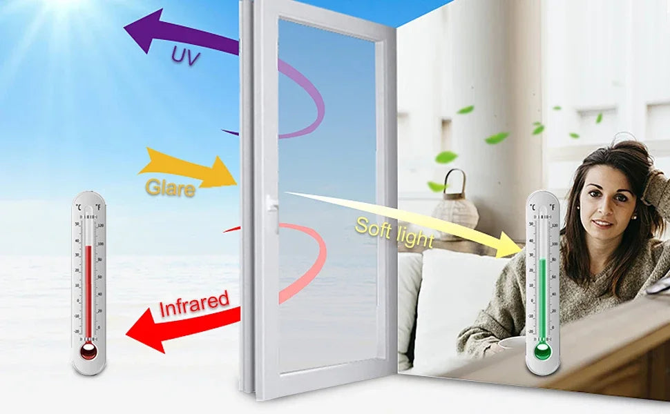 Reflective Window Film – Heat Control Privacy Sticker for Home Glass Tinting