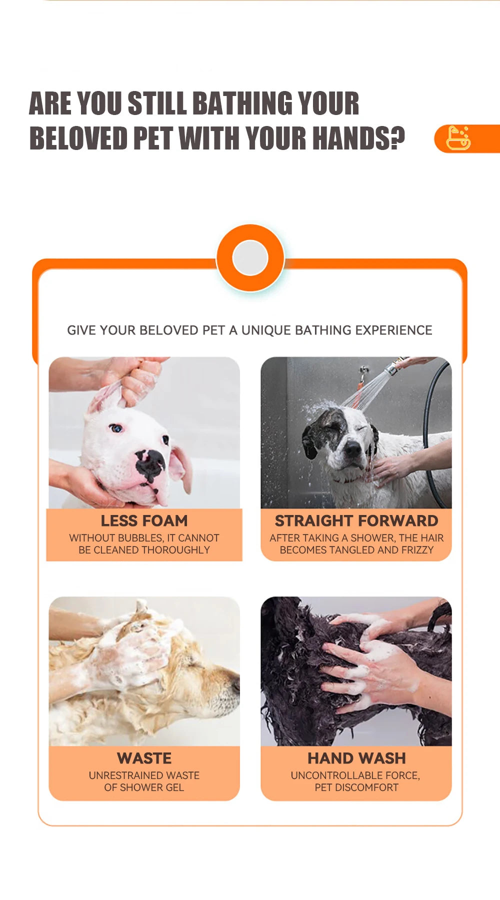 Silicone Pet Bath Brush – Shampoo Dispenser for Dog and Cat Grooming