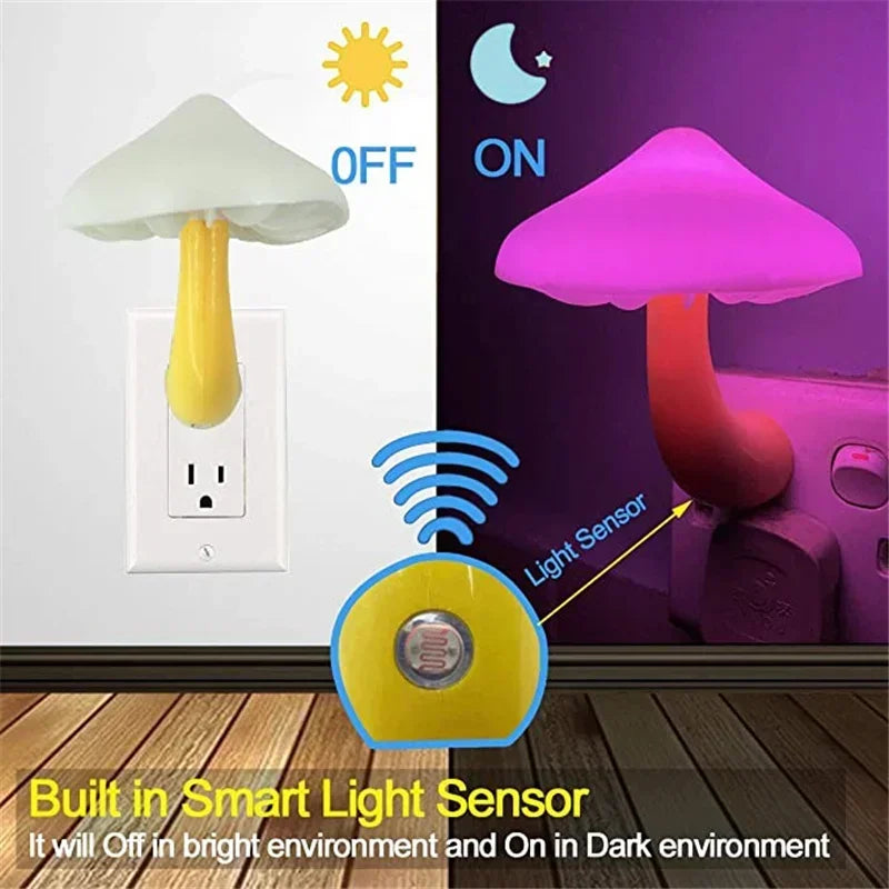 Mushroom LED Night Light – Automatic Sensor Lamp for Kids Bedroom Decor