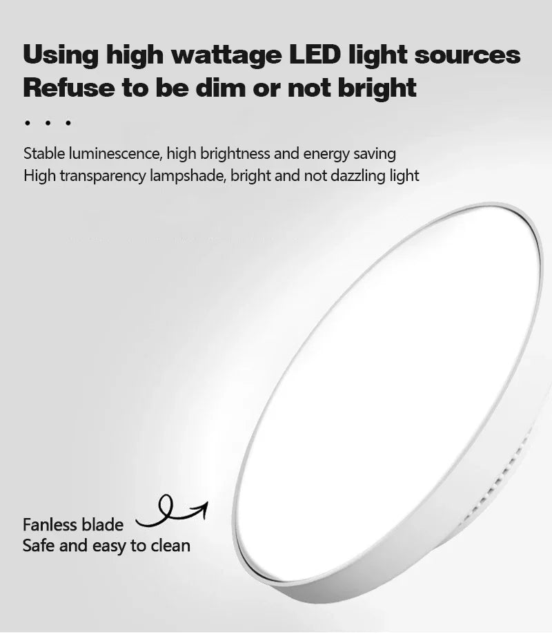 Bladeless Ceiling Fan Light – 6-Speed Remote Dimmable Fixture for Home Decor