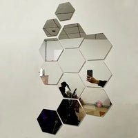 Hexagon Acrylic 3D Mirror Wall Stickers – Self-Adhesive Decor for Home