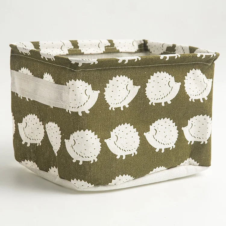 Foldable Cotton Linen Storage Basket – Small Desktop Organizer for Home