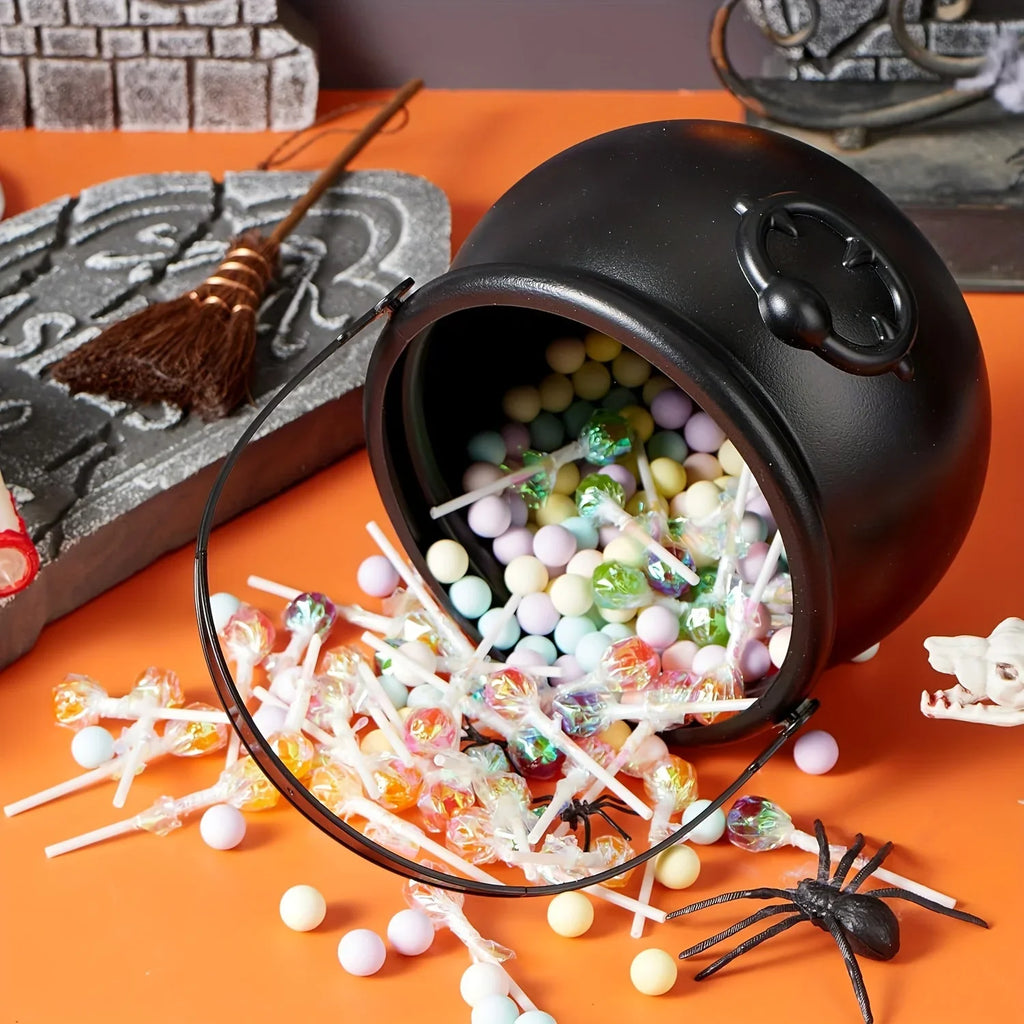 Large Plastic Cauldron – Halloween Candy Holder for Party Decorations