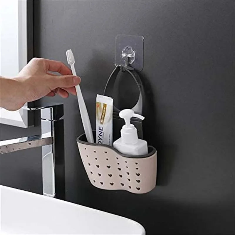 Adjustable Rubber Sink Caddy – Hanging Faucet Basket for Kitchen Organization